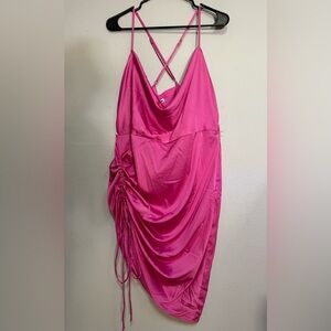 Hot pink satin dress